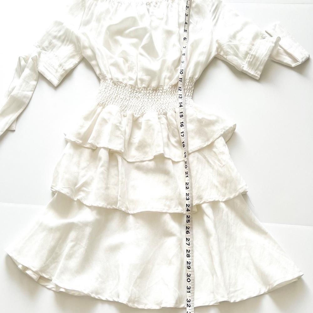 Lioness White Linen-Blend Ruffle 'Cuban' Dress M - Picture 7 of 15
